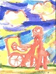 Jon Gislason 
(1955-): Mor 
med barnevogn i 
sommerlandskab. 
Akvarel på 
papir. Sign. 
Jon Gislason 
...