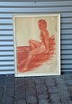 Indrammet 
maleri af Aa. 
Koch fra 1943 
med motiv af 
kvinde ved 
strand. 
Tegningen er 
udført med ...