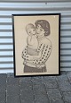 Indrammet print 
af Sikker 
Hansen fra 1951 
med motiv af 
kvinde med barn 
på armen. Den 
er i meget ...