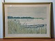Litografi af 
Lars Swane, 
1978 med motiv 
af sø med både
Signeret. Nr. 
81/300. 
Brugsspor på 
...