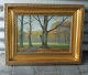 Olie på lærred. 
Naturmaleri i 
gylden ramme 
med motiv af 
træer af 
Signeret H. 
Thorine er ...