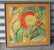 Indrammet 
akvarelmaleri 
med 
abstraktmotiv 
af kvindefigur 
og blomster fra 
1950 Signeret 
Knud ...
