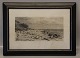 Carl Bloch 
Radering af 
kystlandskab 
1889 29 x 40 cm 
iinklusiv gl. 
sort træramme - 
mindre skader 
...