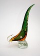 Murano Italy, 
Fugl i grønne 
og ravgule 
nuancer. Højde 
30 cm. Flot 
stand. Pris: 
950 kr.