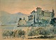 Fischer, August 
(1854 - 1921) 
Danmark. Castel 
Toblino. 
Akvarel. 
Signeret.: Aug. 
F 90. 17 x 24 
...
