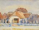 Klein, Rigmor 
(1888 - 1942) 
Danmark: En 
gård, Fyn. 
Akvarel på 
papir. 
Signeret.: 
R.Klein. 23 x 
...
