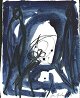 Gislason, Jon 
(1955-): 
Komposition med 
to personer med 
en blå 
baggrund. 
Akvarel/tusch 
på papir. ...