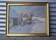 2 huse, dame 
med kost, 
vintervej, 
maleri
Maler Alfred 
Larsen
Mål: højde 
49cm. Bredde 
...