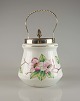 Kiksespand i 
opalhvid glas 
med motiv af 
lyserøde 
blomster nr. 
2284/235
Design af H.A 
...