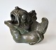 Andersen, Just 
(1884 - 1943) 
Danmark. 
Fiskefigur, 
vase. No.: 
1518. 
Grønpatineret 
metal. ...
