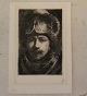 Nr 9. 1876 Mand 
med Kyrads og 
Hjelm efter 
Rembrandt. Der 
er trykt 4 
eksplarer og 
pladen er ...