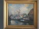 Arvid Lundgren 
(1879-1957):
Havneparti med 
skibe.
Olie på 
lærred.
Sign.: A. 
Lundgren
29x34 ...
