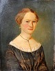 Dansk 
guldalderkunstner 
(19. årh.) 
Portæt af 
Louise Ødum f. 
Børresen. Olie 
på pap. 
Usigneret. ...
