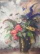 Carl H. 
Fischer. 
valmuer / vilde 
blomster i 
vase. Mål: 
54x64 cm, med 
ramme 69x79 cm