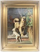 Adolf 
Mackeprang. 
(1833-1911). 
Maleri 
forestillende 
to hunde. 
Størrelse på 
maleri uden 
ramme ...