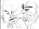 Jon Gislason 
(1955-): To 
vrede mænd. 
Akvarel/tusch 
på papir. 
Sign.: Jon 
Gislason 98, 
(1998). 24 ...
