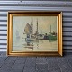 Maleri af både 
i havn, olie på 
lærred.
Holger Ytting
Maleriet måler 
højde 65 cm og 
bredde ...
