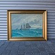 Maleri af 3 
master sejlskib 
på hav, olie på 
lærred med 
guldramme
Kunstner: 
Lauritz 
Sörensen ...