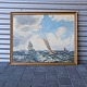 Maleri af 
Sejlskib på 
hav, olie på 
lærred med 
ramme.
Signeret Fram, 
1952
Maleriet måler 
i ...