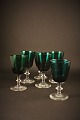 Gamle Berlinois 
mundblæste 
hvidvinsglas , 
glatte i mørkt 
grønt farve fra 
Holmegaard, 
Kastrup, ...