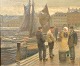 Bjulf, Søren 
Christian (1890 
- 1958) 
Danmark: 
Fiskere og 
fiskekone i 
samtale på 
Gammel Strand, 
...