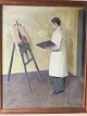 Musse Offenbach 
(20 årh):
Kunstmaler ved 
sit staffeli 
1940-41.
Olie på 
lærred. Sign.: 
...