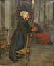 Busk, William 
(19. årh): 
Bedende kvinder 
i en fransk 
kirke. Olie på 
lærred. 
Signeret. 56 x 
47 ...