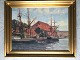 Lauritz Howe 
(1869-1945):
Parti fra 
Frederiksholm 
Kanal, 
København.
Olie på 
lærred.
Sign.: ...