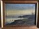 Carl Wetlesen 
(1847-79):
Kystparti med 
sejlskib.
Olie på lærred
Lidt snavset.
Sign.: ...