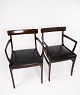 Et par 
Rungstedlund 
armstole, 
fremstillet af 
mahogni og 
beklædt med 
sort læder, er 
et strålende 
...