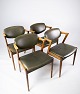 Et sæt af 4 
spisestuestole, 
model 42, 
designet af Kai 
Kristiansen og 
fremstillet hos 
Schou ...