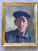 Knudaage Larsen 
(1900-79):
Portræt af ung 
mand med 
kasket.
Olie på 
lærred.
Sign.: ...