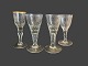 Ældre 
formentlig 
tyske vinglas
Glas med 
guldkant H: 
16,5 cm 1.200 
kr., 
spidsglassene 
(3)  H: ...