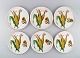 Royal 
Worcester, 
England. Seks 
runde 
porcelænsfade 
dekoreret med 
majskolber, 
æbler og 
guldkant. ...