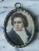 Håndmalet 
miniature 
portræt af 
komponisten og 
pianisten 
Ludwig van 
Beethoven 
(1770-1827) ...