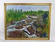 Oliemaleri 
malet på 
lærredet med 
grønne og brune 
nuancer af 
Sixten Wiklund 
(1907-1986) fra 
...