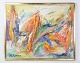 Farverigt olie 
maleri af 
kunstneren Leif 
Bjerregaard fra 
1995 med titel 
"Hvor engle 
danser". ...