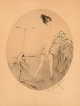 Louis Icart 
(1888-1950). 
Radering på 
papir. Ung 
kvinde med 
kakadue. 
1930'erne.  
Papiret måler: 
...