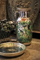 Sjælden , antik 
stor vase i 
fattigmandssølv 
fra 1800 tallet 

dekoreret med 
håndmalet små 
fugle ...
