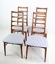 Sæt af fire 
stole, model 
"Lis", designet 
af Niels 
Koefoed i teak 
fra omkring 
1960'erne. 
Stolene ...