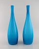 Kastrup Glas, 
Danmark. Et par 
store og 
sjældne vaser i 
turkis 
mundblæst 
kunstglas. Ca. 
...