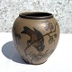 Bornholmsk 
keramik, 
Hjorth, vase 
med fugle, 
15,5cm høj, 
15cm i 
diameter, Nr. 
214 *Pæn stand*