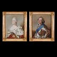 Et par 
adelsportrætter 
forestillende 
Frederik V 
(1746-66) og 
Dronning Louise
Udført i Pilos 
...