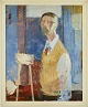 Albert 
Gammelgaard 
Selvportræt 
olie på lærred 
i orginal 
hvidmalet 
ramme.
107x87 cm
