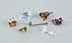 Murano, 
Italien. En 
samling på seks 
miniature 
glasfigurer af 
dyr (and, fugl, 
sæl etc.) i 
farvet ...