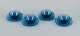 Vereco, France, 
et sæt på fire 
tekopper med 
tilhørende 
underkopper i 
blåt ...