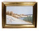 Maleri på 
lærredet i 
guldramme af 
landskab med 
sne og hvide 
farver fra 
omkring 
1930'erne.
Mål i ...