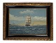 Maleri på 
lærredet i 
antik ramme af 
skibe og vand 
fra omkring 
1926'erne. 
Signerede P. 
Toft 
Mål ...