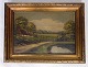 Maleri på 
lærredet i 
guldramme af 
landskabs motiv 
med bondehus 
fra omkring 
1930'erne. 
Signerede ...