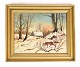 Maleri på 
lærredet i 
guldramme af 
små huse og 
landskab med 
sne fra omkring 
1930'erne
Mål i cm: ...
